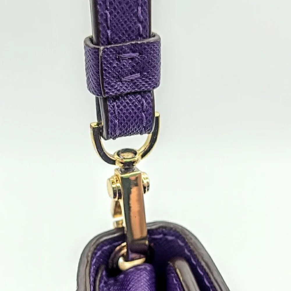Henri Bendel Purple Saffiano Leather Wallet Wristlet Clutch NWOT